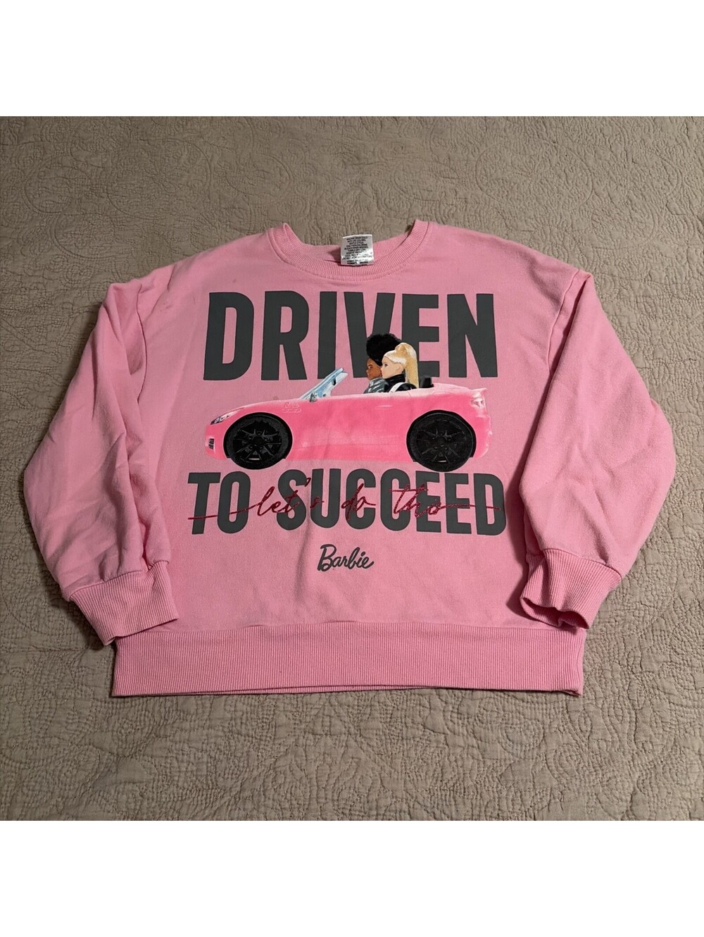 Barbie Driven To Succeed Girls Sweatshirt Let's Do This Large (10-12) Pink
